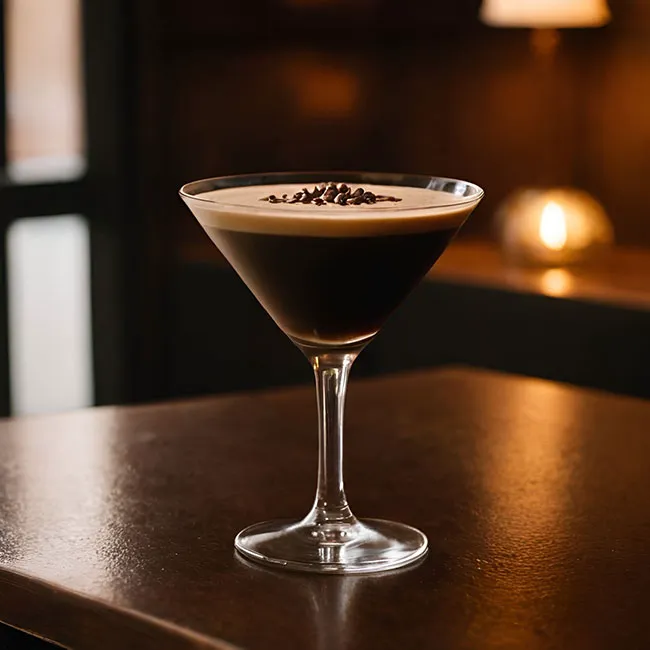 "Espresso Martini served at a bar"