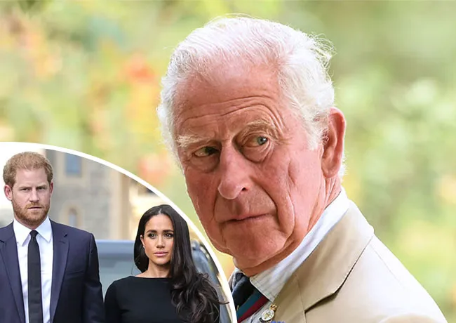 King Charles with Prince Harry and Meghan