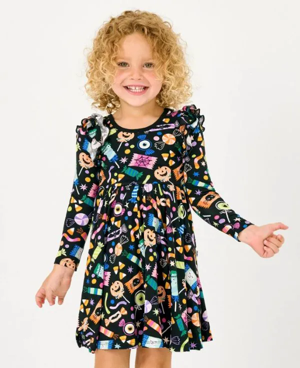 Whimsical flutter dress perfect for Halloween festivities.