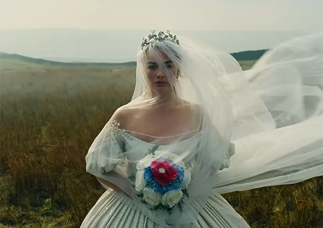 Margot Robbie Wuthering Heights wedding dress trailer