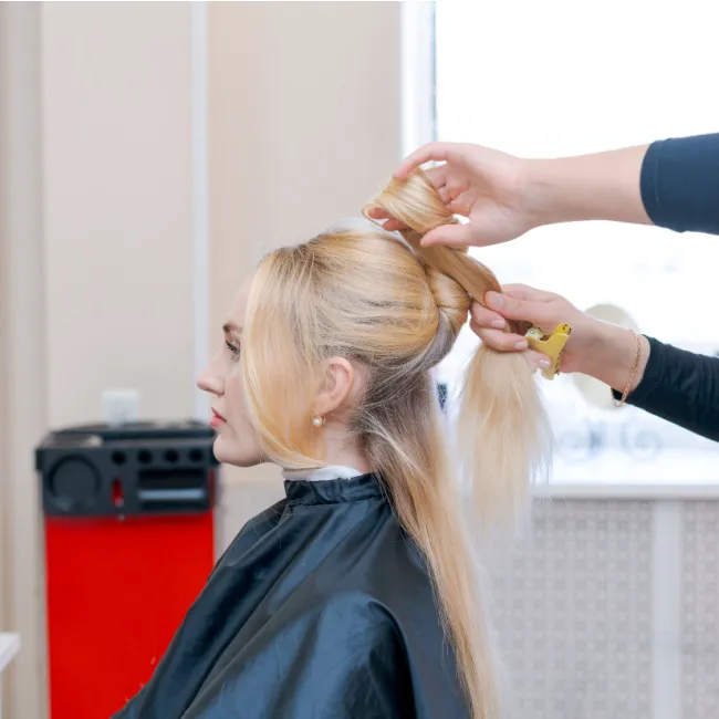 Woman's hair styled in a salon