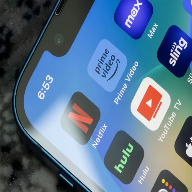"Streaming apps displayed on an iPhone"