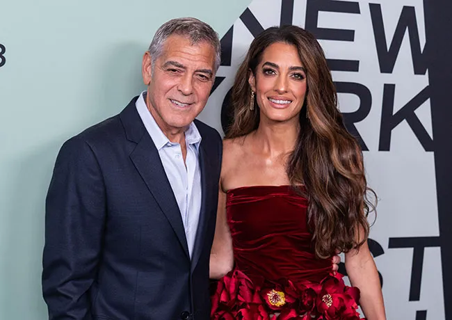 George Clooney and Amal Clooney 63rd NY Film Festival Oscar de la Renta dress