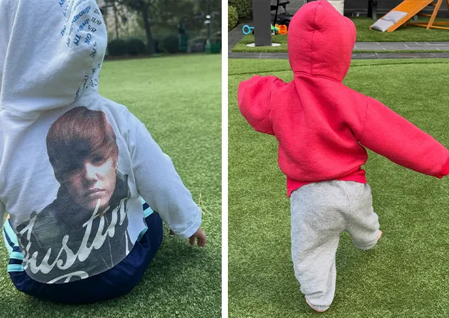 Jack Bieber wearing Justin Bieber hoodie