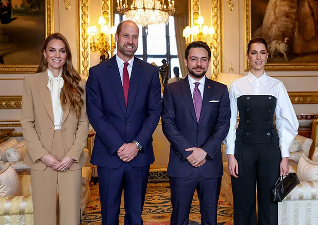 Prince and Princess of Wales with Prince and Princess of Jordan at Windsor Castle
