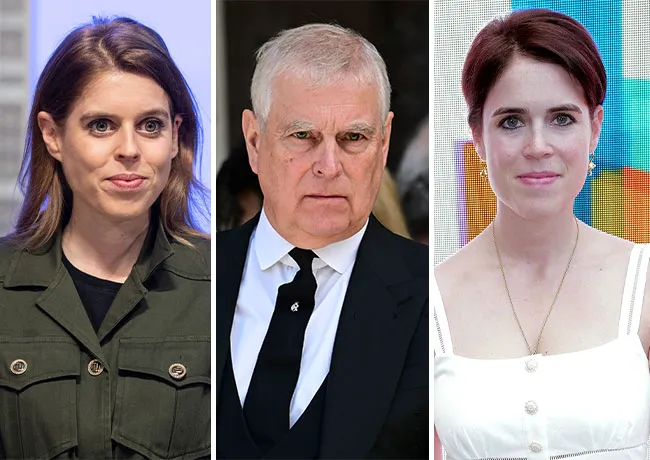 Prince Andrew and Princess Beatrice and Princess Eugenie