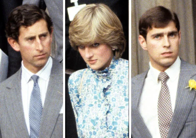 Princess Diana and Prince Andrew and Prince Charles