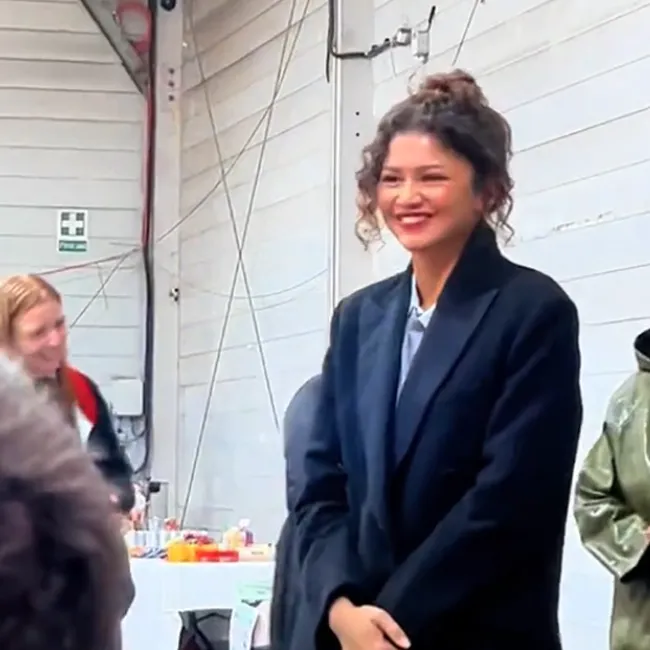 Zendaya close up black coat