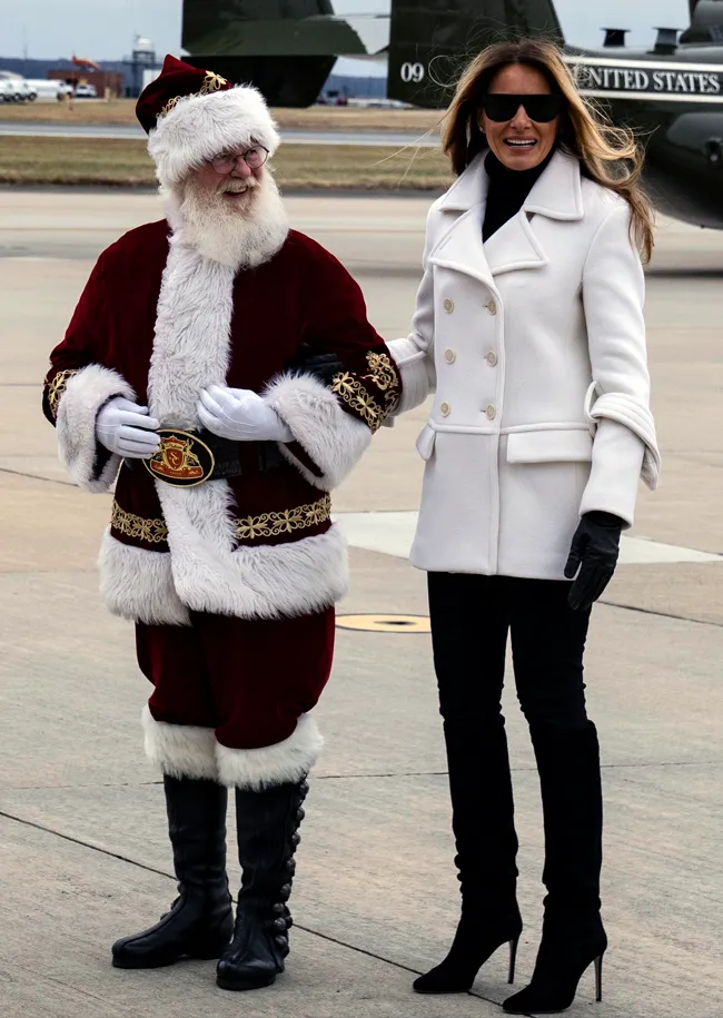 Melanoa Trump and Santa Toys for Tots drive
