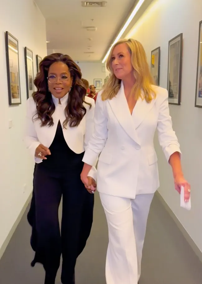 Oprah Winfrey cropped white jacket