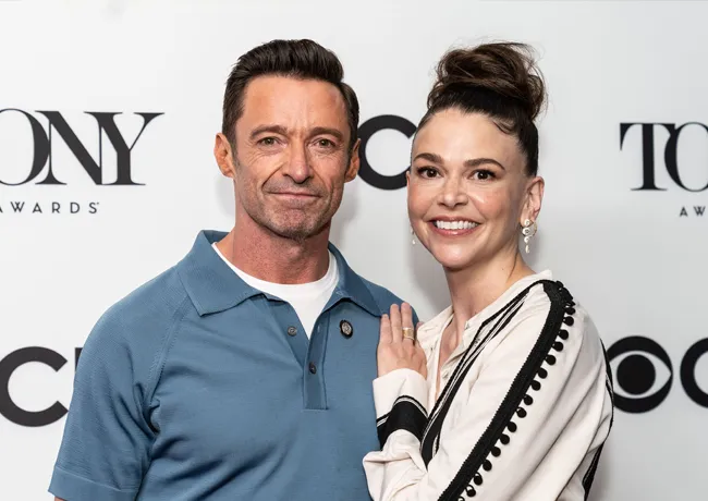 Sutton Foster and Hugh Jackman Tony Awards press event