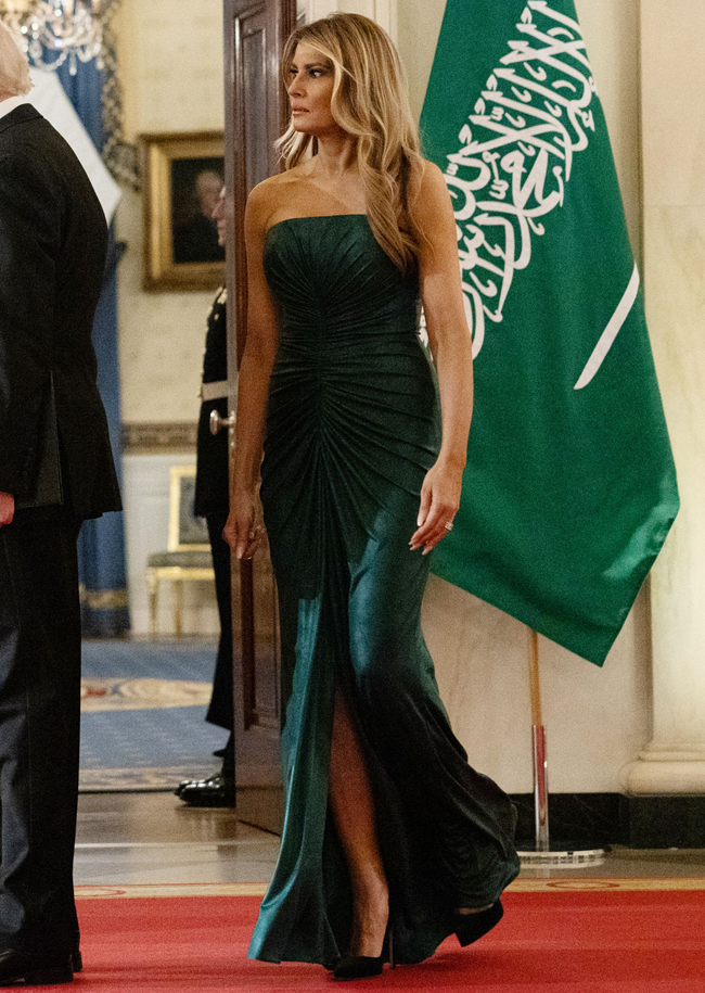 Melania Trump emerald green gown