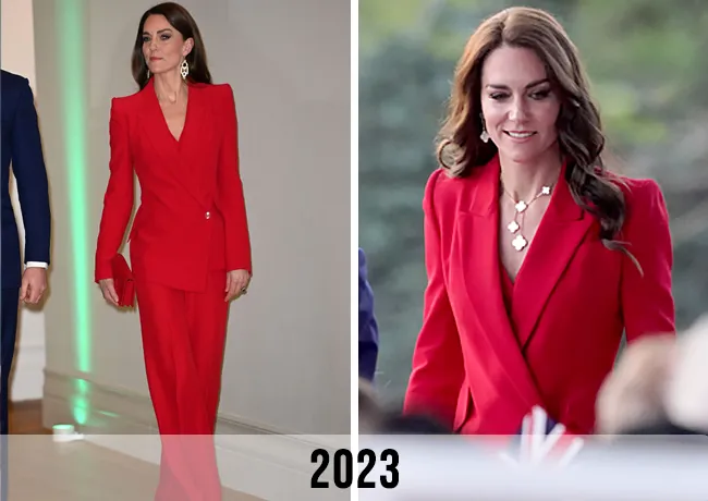 Kate Middleton red Alexander McQueen suit