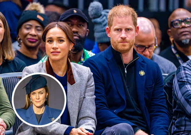 Prince Harry and Meghan Markle with Kate Middleton