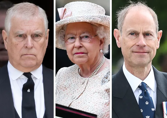 Queen Elizabeth and Prince Andrew and Prince Edward