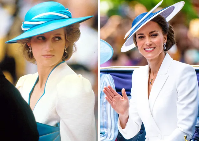 Kate Middleton and Princess Diana blue and white outfits