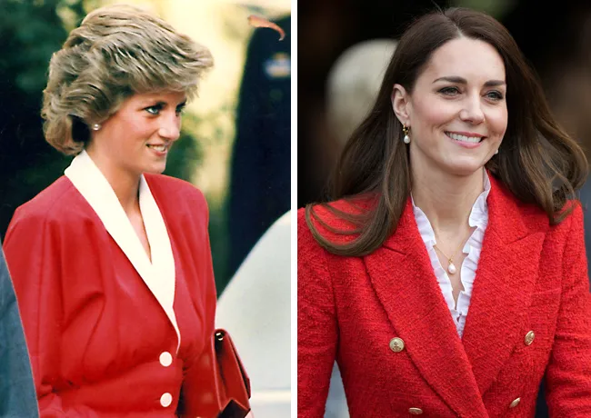 Kate Middleton and Princess Diana red suits