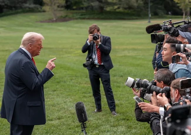 Donald Trump interview outside White House September 2025