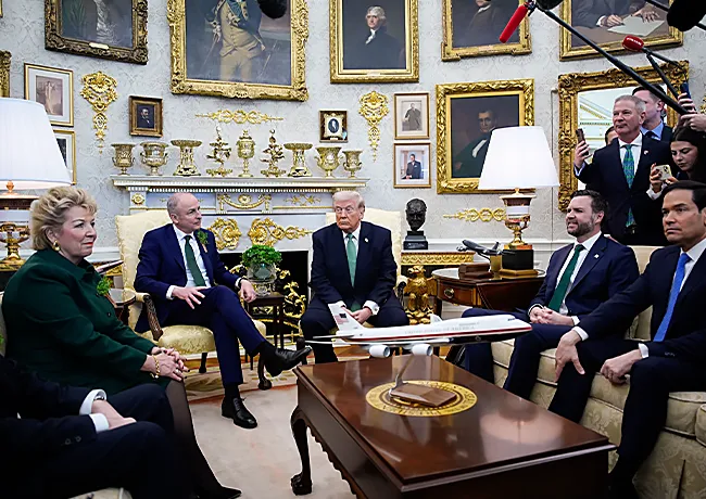 Donald Trump speaks to press