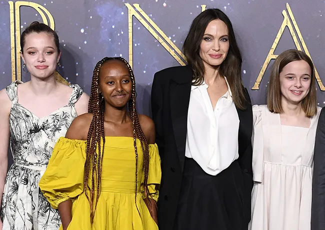 Angelina Jolie with kids Zahara Shiloh and Vivienne