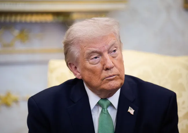 Donald Trump speaks to press