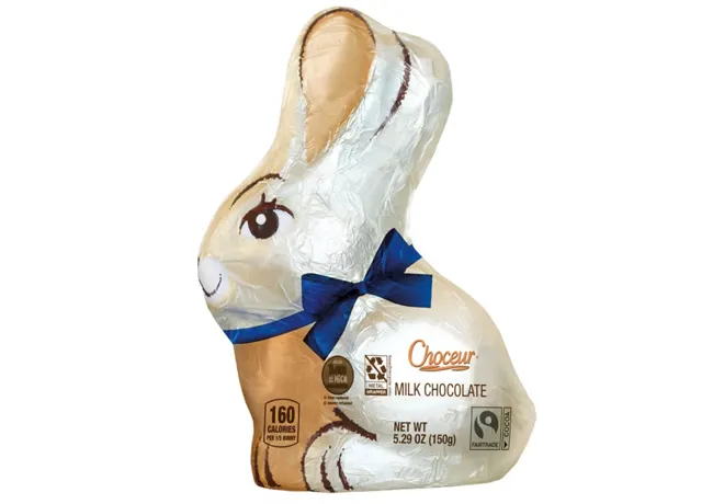 "Bunny-shaped chocolate for Easter"