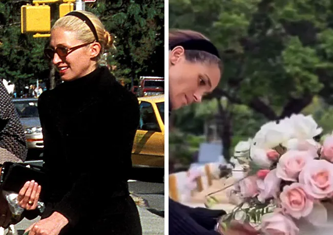 Carolyn Bessette-Kennedy and Meghan Markle in black headbands