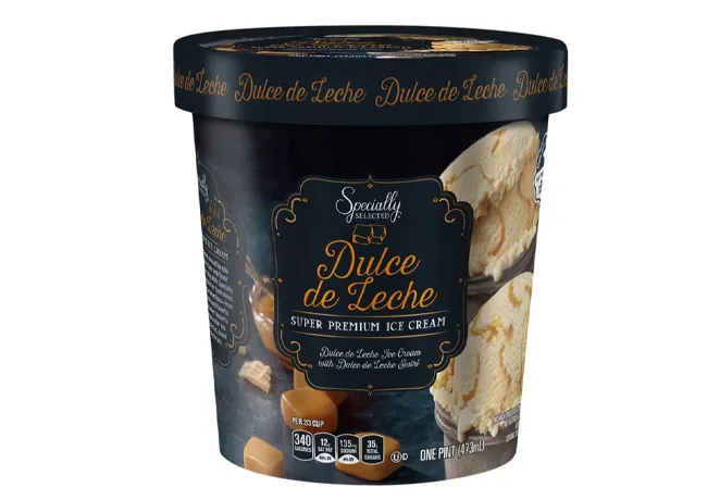 Creamy dulce de leche ice cream in a bowl