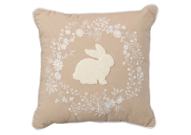 "Spring-themed Easter decor pillows"