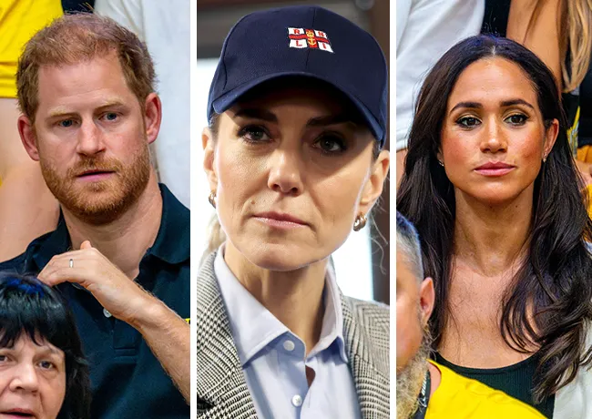 Prince Harry and Meghan Markle with Kate Middleton