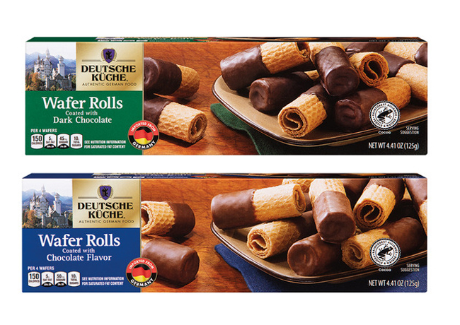 "German chocolate wafer roll cookies"
