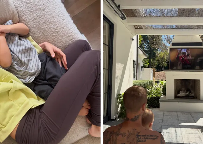 Hailey Bieber Easter Instagram post son Jack Blues Bieber with Justin Bieber