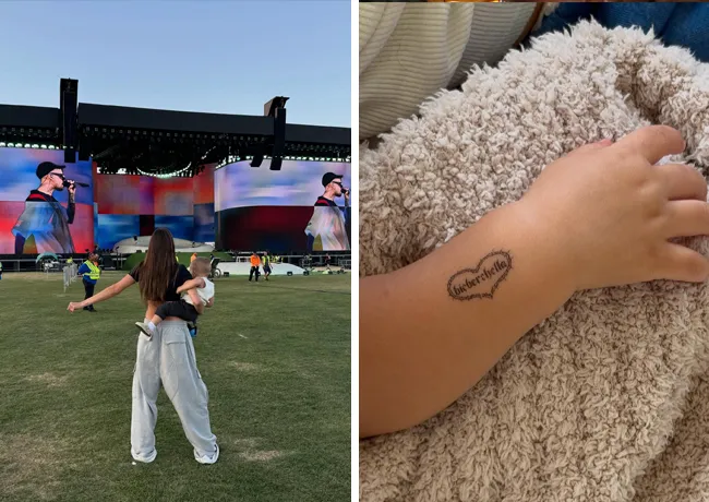 Hailey Biebe with son Jack at Coachella
