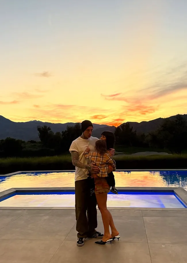 Kourtney Kardashian and Travis Barker with baby Rocky