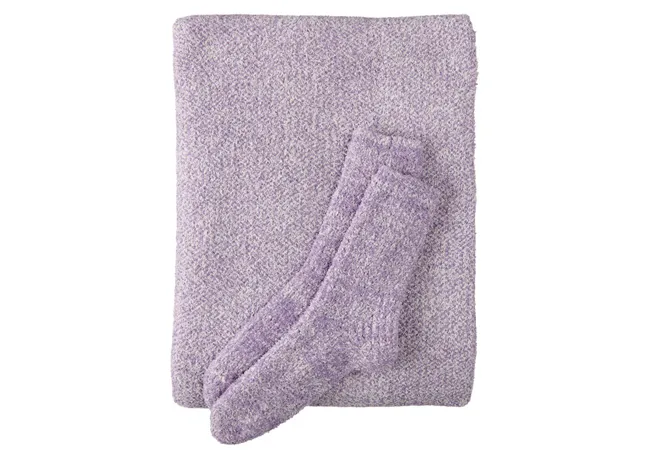 "Ultra cozy knit socks and blanket gift set"