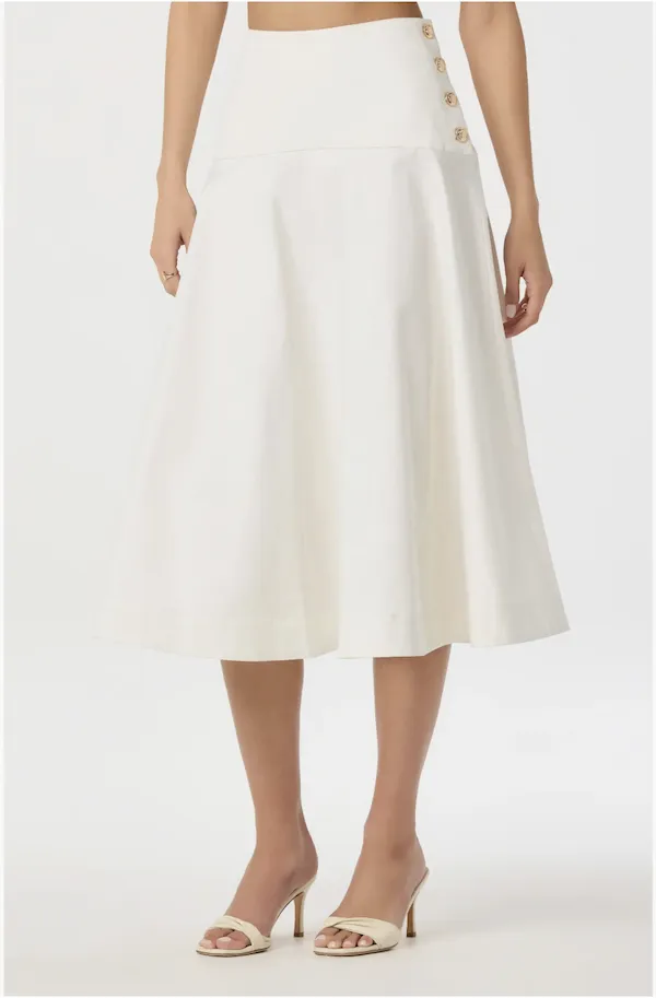 "ASTR the Label Drop Waist Stretch Cotton Midi Skirt"