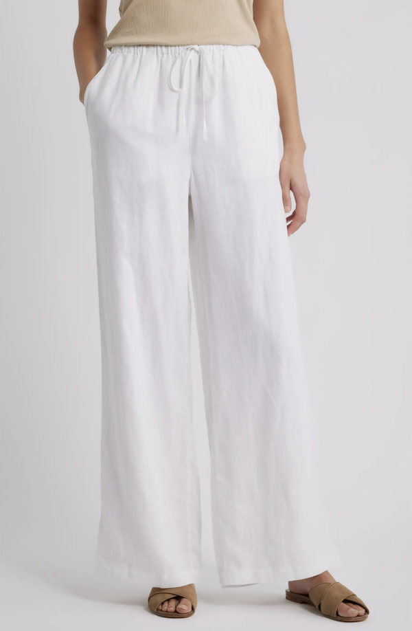 "Caslon Easy Wide Leg Linen Pants"