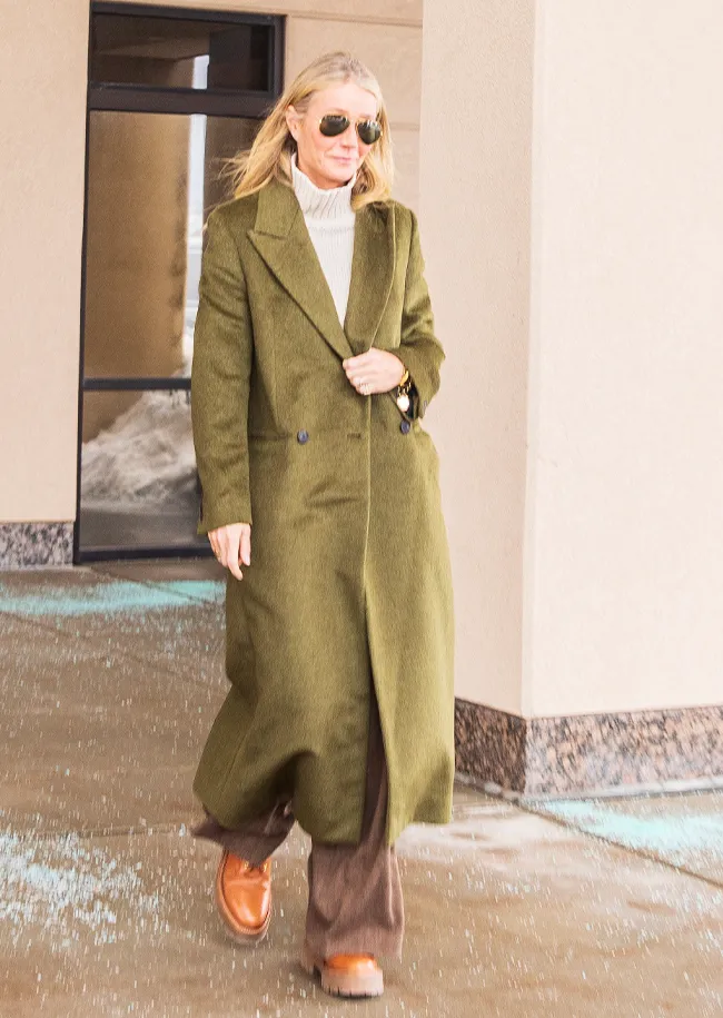 Gwyneth Paltrow The Row coat and Celine boots