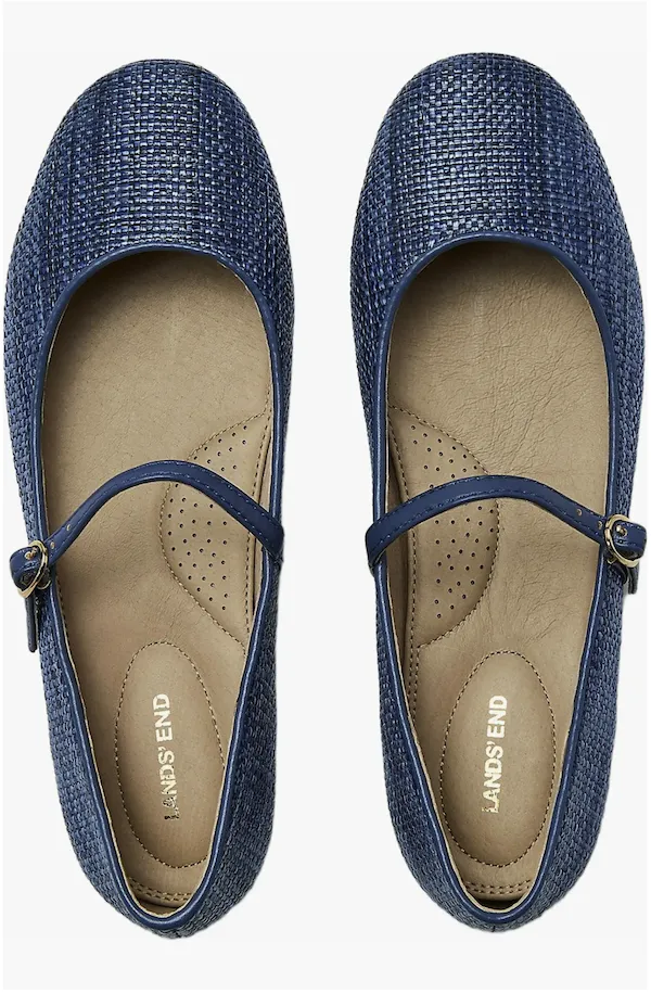 "Lands' End Classic Raffia Mary Jane Flats"