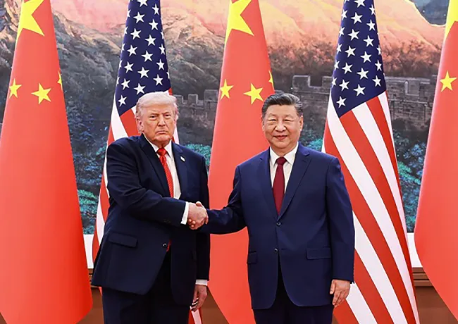 President Xi Jinping and President Donald Trump in China shaking hands