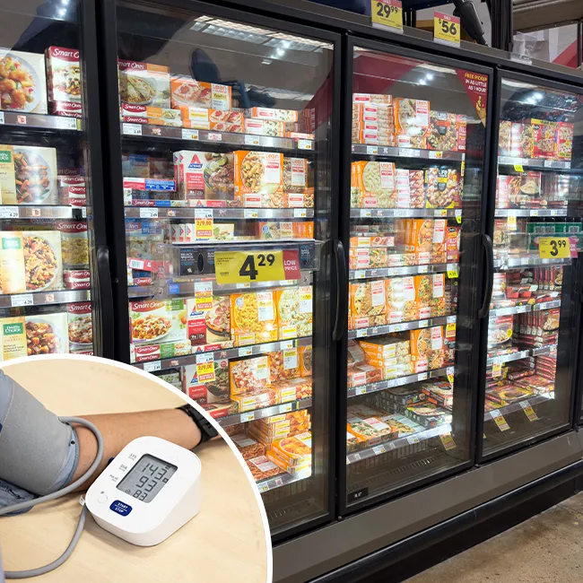 Frozen foods and blood pressure machine
