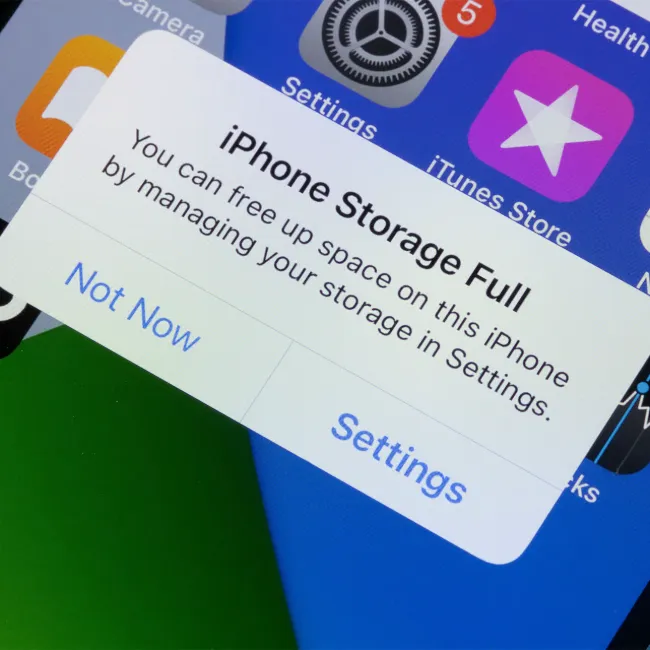 "iPhone storage full warning message"