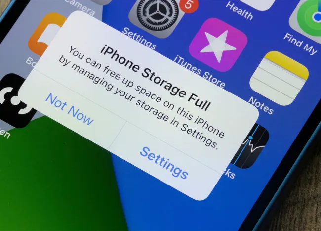"iPhone storage full notification"