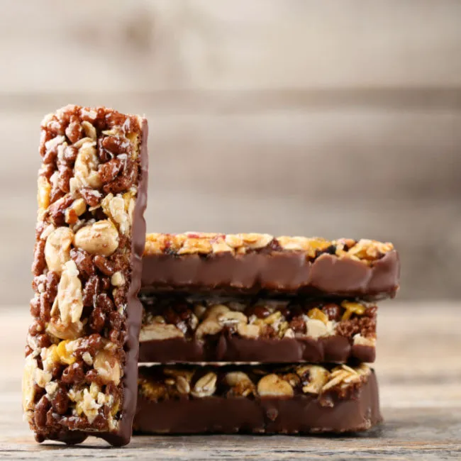 "Different types of protein bars displayed"