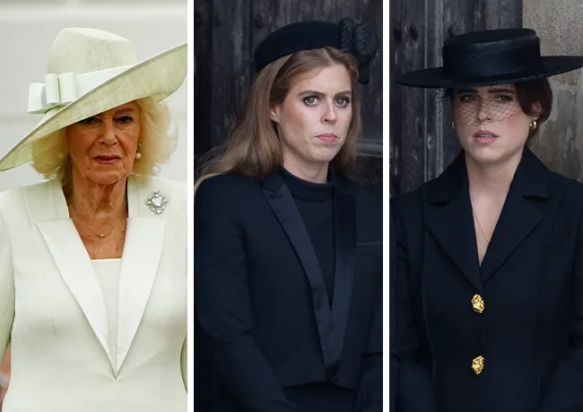 Queen Camilla with Princess Beatrice and Princess Eugenie