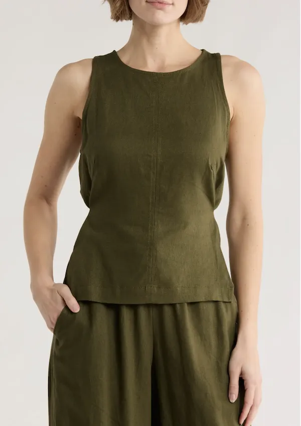 Stylish tie-back tank top perfect for warm weather.
