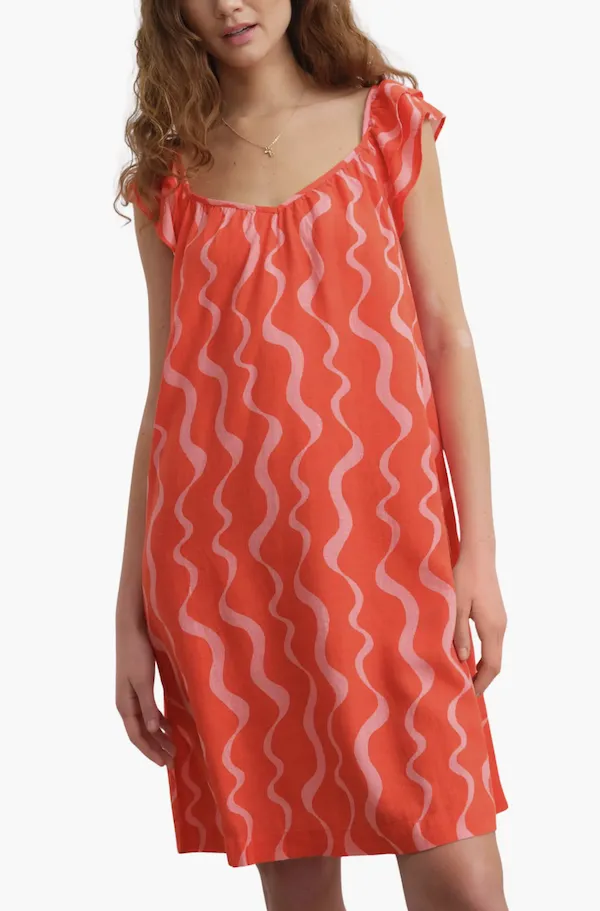 Elegant ruffle cap sleeve dress ideal for special occasions.