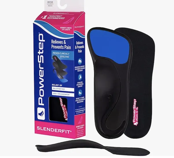 "PowerStep SlenderFit insoles in use"