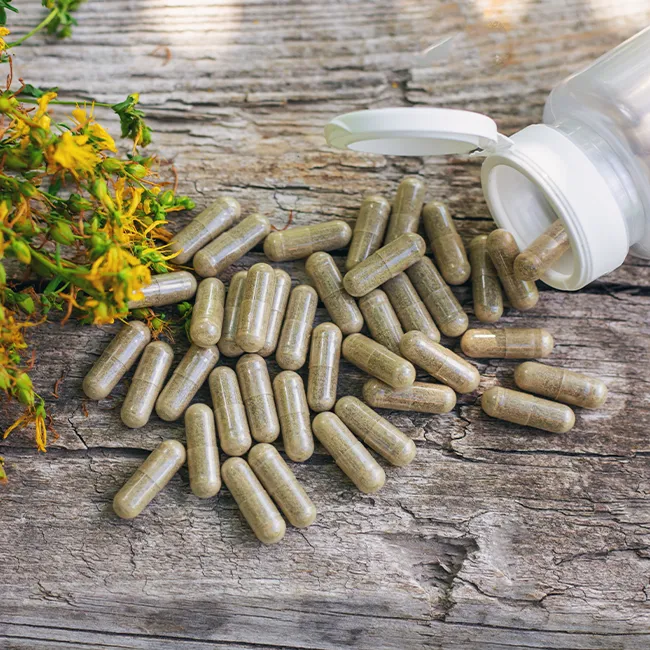 "St. John's Wort supplement bottle"