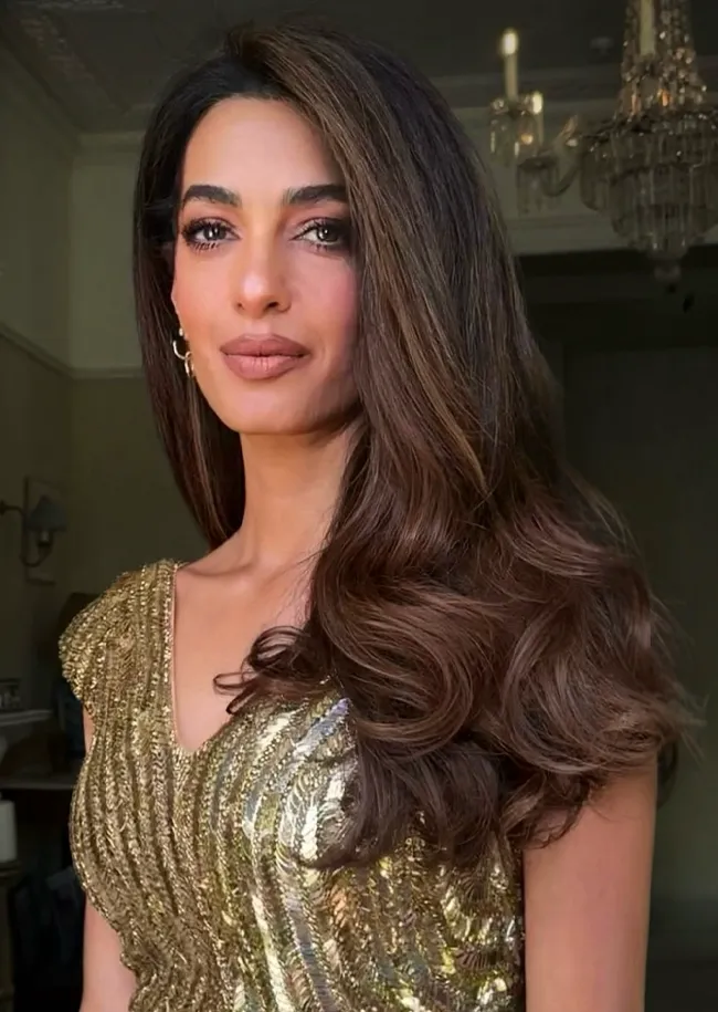"Amal Clooney with beautiful hair"